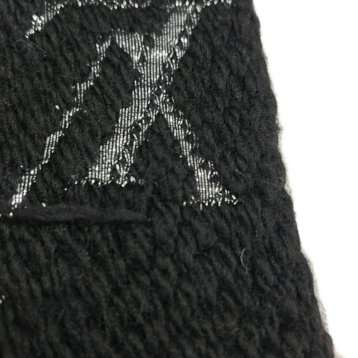 Louis Vuitton Scarf Logomania Shine Black Silver Wool Silk — view 4