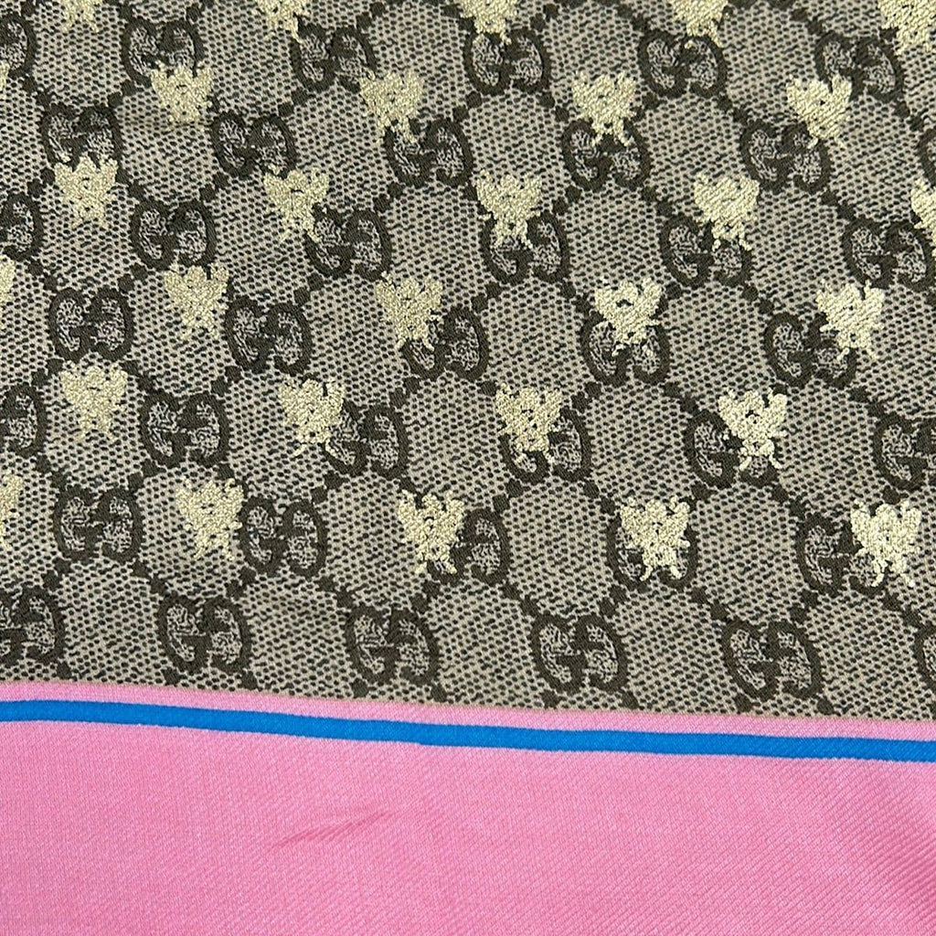 Gucci Shawl GG&be Dark Brown Gold Multi Silk Scarf — view 4