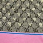 Gucci Shawl GG&be Dark Brown Gold Multi Silk Scarf — view 4