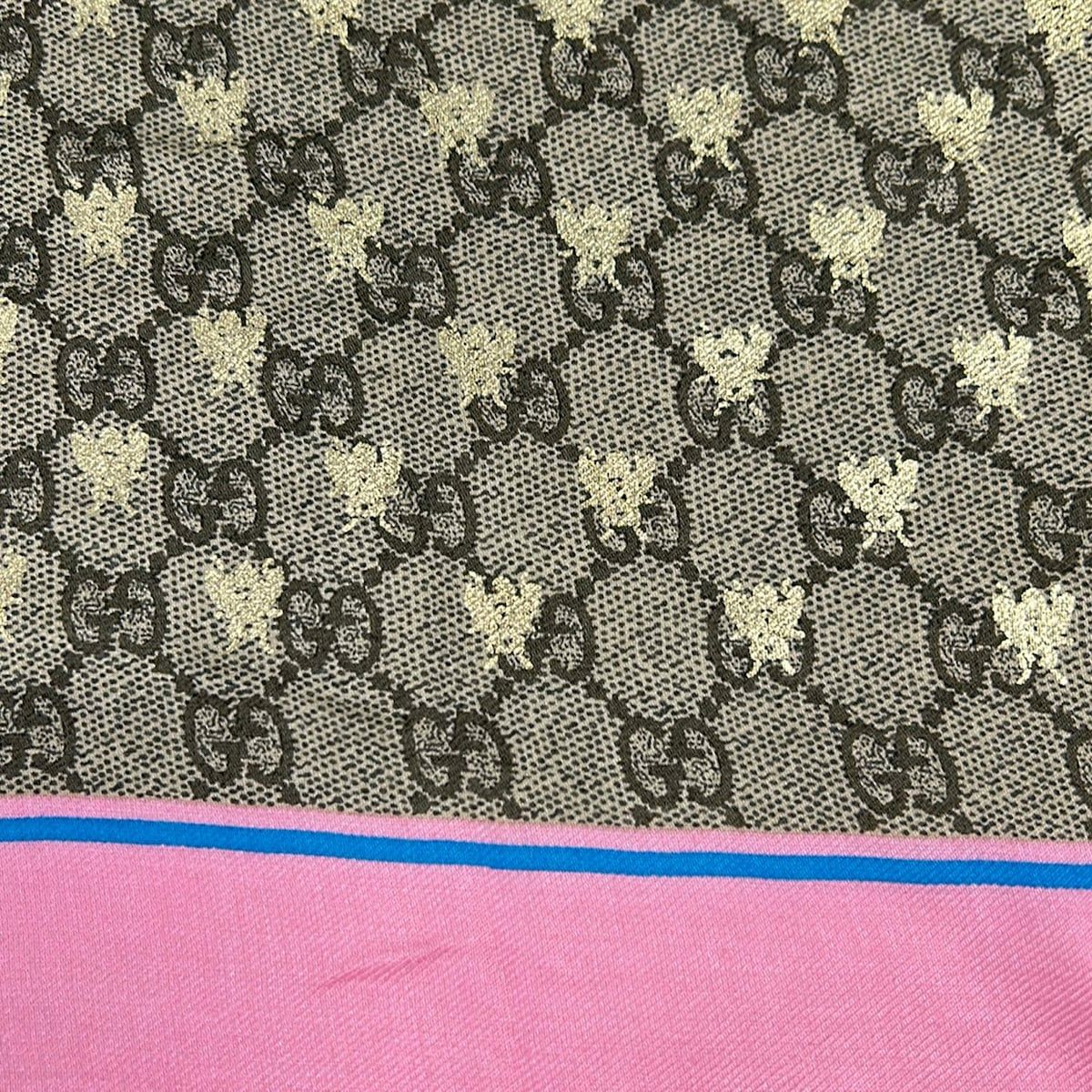 Gucci Shawl GG&be Dark Brown Gold Multi Silk Scarf — view 4