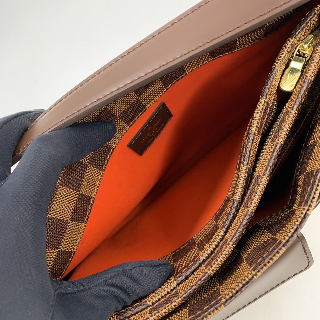 Louis Vuitton Damier Ebene Brown Shoulder Bag Gold — view 5