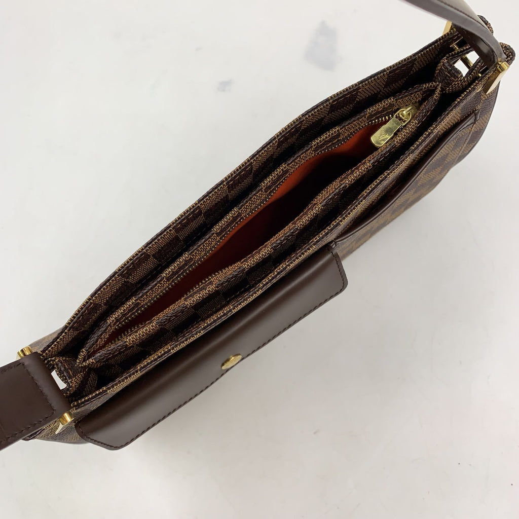 Louis Vuitton Damier Ebene Brown Shoulder Bag Gold — view 7