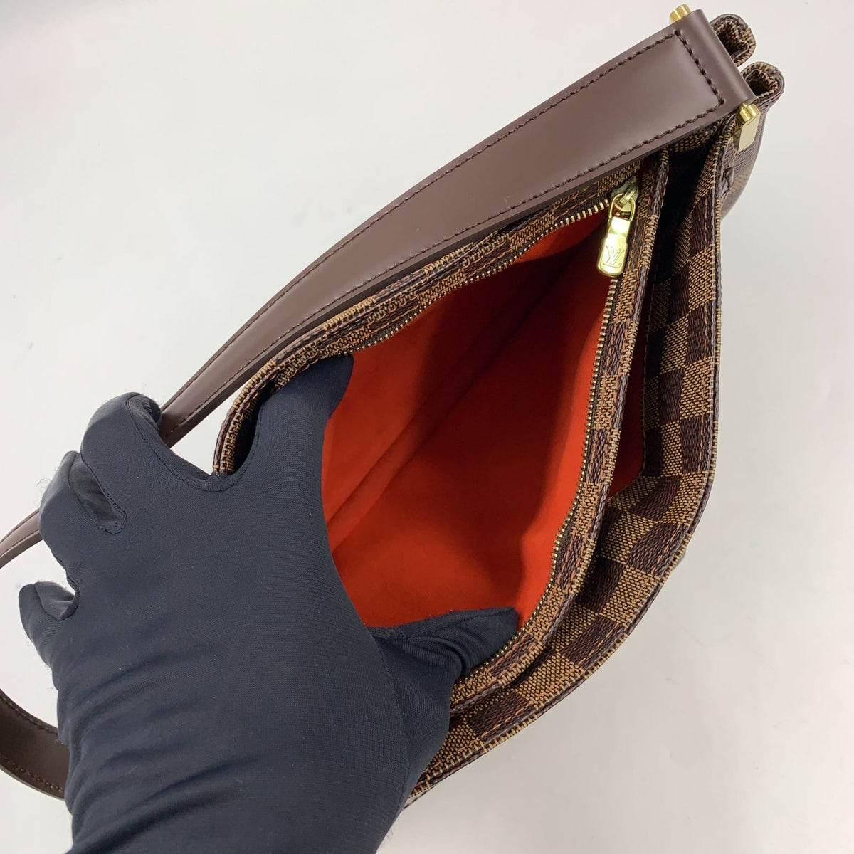 Louis Vuitton Damier Ebene Brown Shoulder Bag Gold — view 3