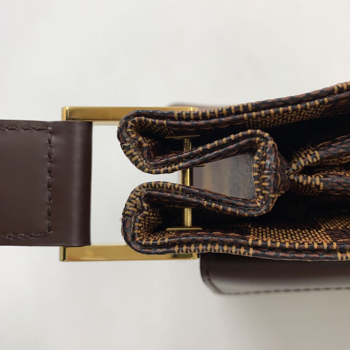 Louis Vuitton Damier Ebene Brown Shoulder Bag Gold — view 8