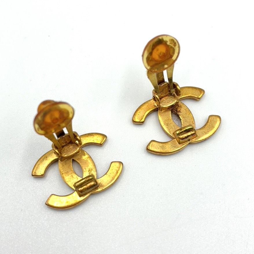 Chanel Logo CC Gold Plated Earrings — view 4
