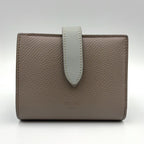 Celine Medium Strap Leather Light Gray Bifold Wallet Gold