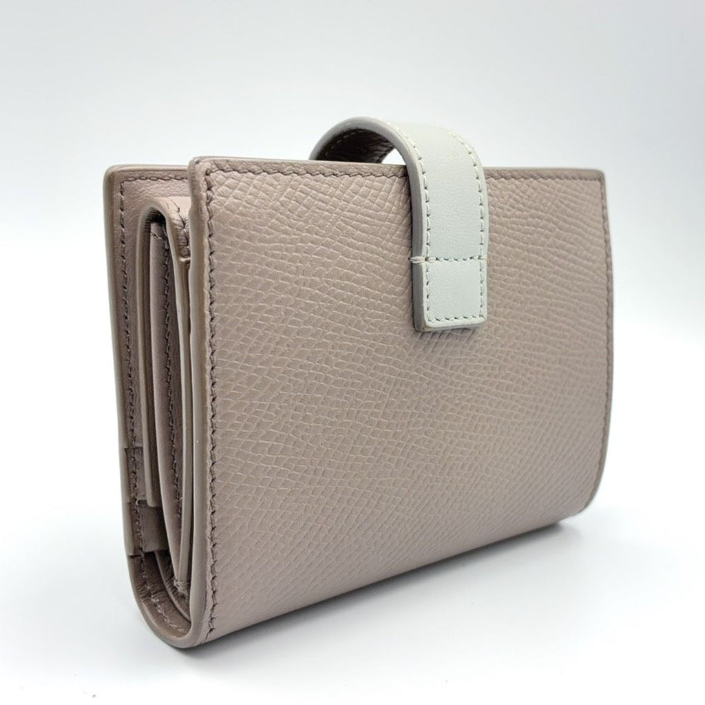 Celine Medium Strap Leather Light Gray Bifold Wallet Gold — view 2
