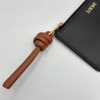 Loewe Pebble Coin Leather Brown Black Card Case Gold — view 5