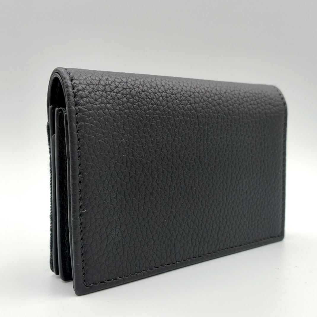 Dior Saddle Business Leather Cotton Navy Black Card Case — view 2