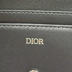 Dior Saddle Business Leather Cotton Navy Black Card Case — view 4