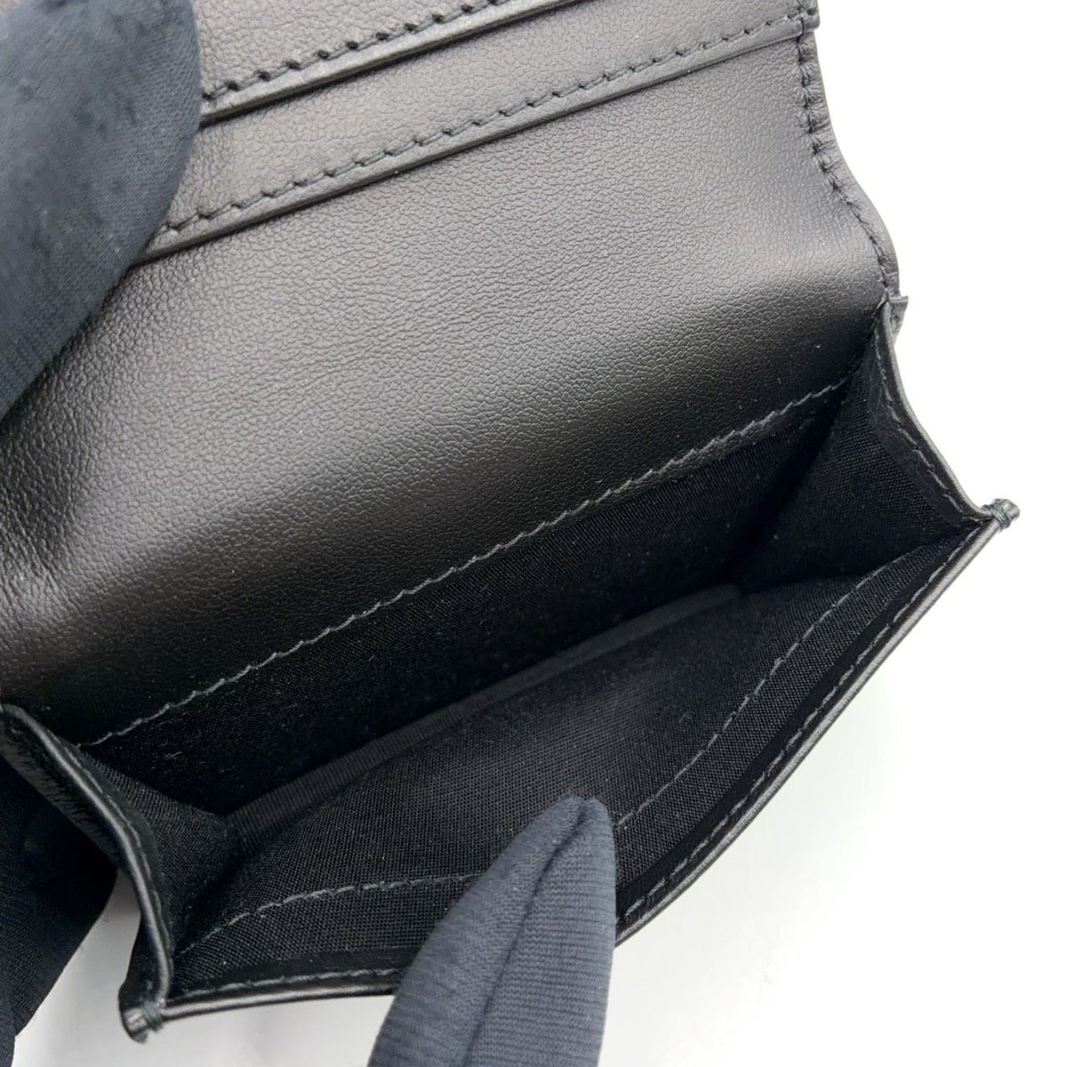 Dior Saddle Business Leather Cotton Navy Black Card Case — view 5