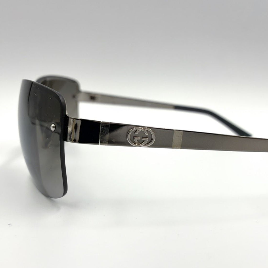 Gucci Interlocking G Logo Acetate Metal Gray Silver Black Sunglasses Eyewear — view 6