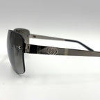 Gucci Interlocking G Logo Acetate Metal Gray Silver Black Sunglasses Eyewear — view 6