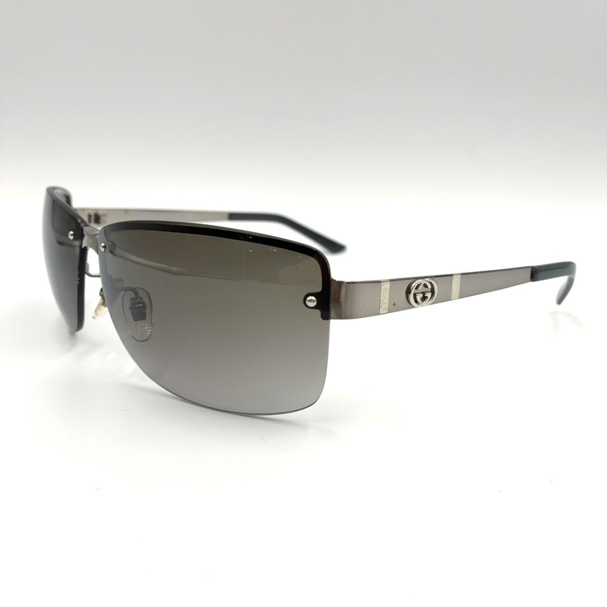 Gucci Interlocking G Logo Acetate Metal Gray Silver Black Sunglasses Eyewear — view 2
