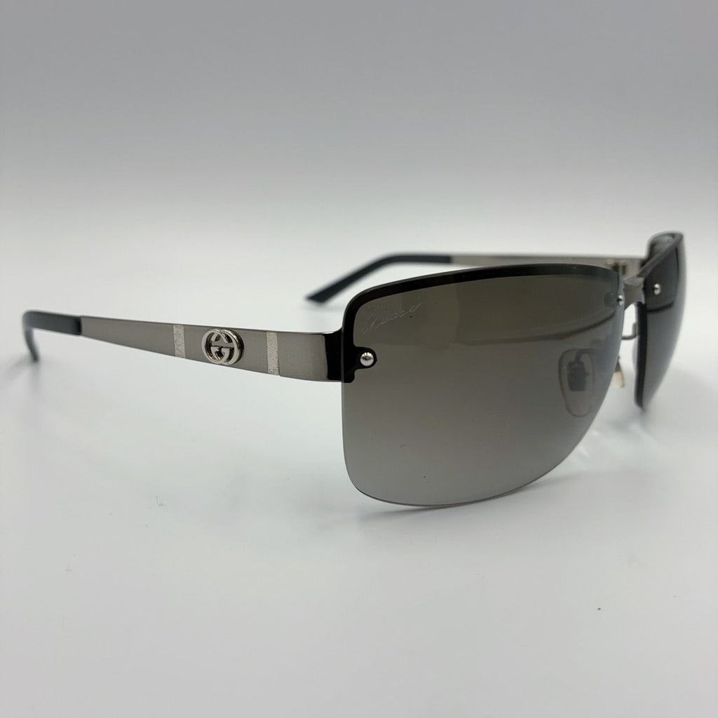 Gucci Interlocking G Logo Acetate Metal Gray Silver Black Sunglasses Eyewear — view 3