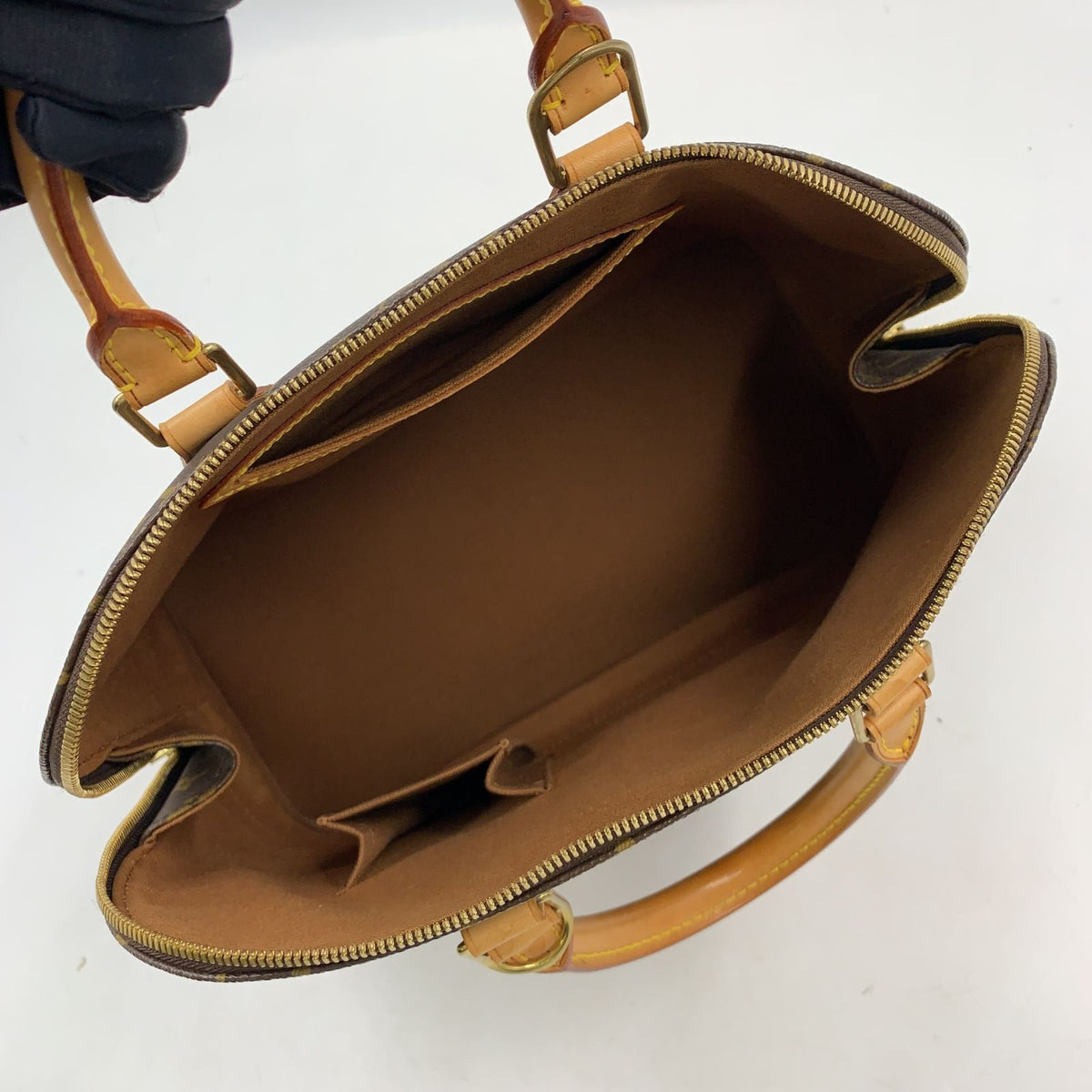 Louis Vuitton Alma PM Monogram Leather Brown Light Handbag Gold — view 3