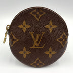 Louis Vuitton Porte Monnaie Rond Monogram Brown Coin Purse Gold