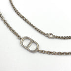 Dior Petit CD Double Metal Color Stone Clear Silver Necklace — view 2