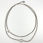 Dior Petit CD Double Metal Color Stone Clear Silver Necklace — view 3