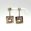 Chanel No 5 Rhinestone Square Gold Pink Earrings