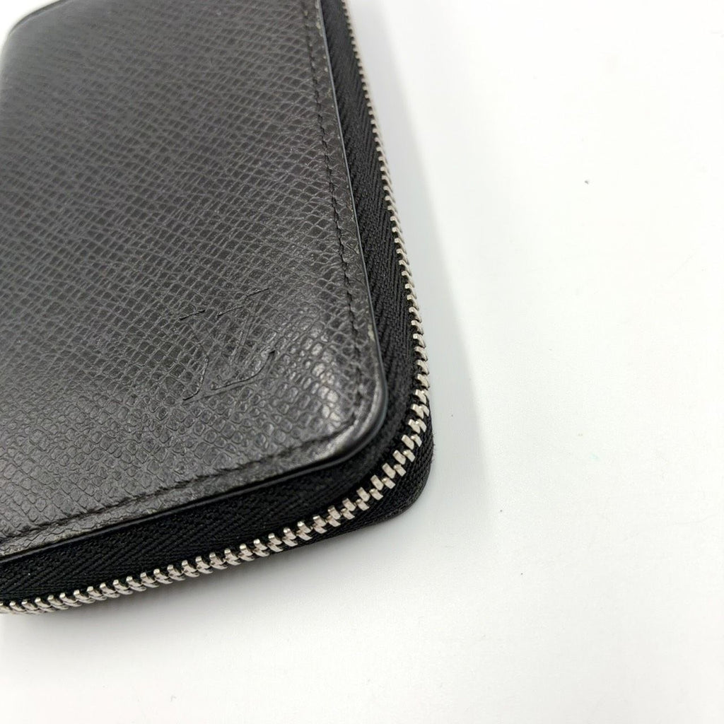 Louis Vuitton Zippy Coin Purse Taiga Ardoise Leather Black Wallet Silver — view 8