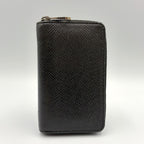 Louis Vuitton Zippy Coin Purse Taiga Ardoise Leather Black Wallet Silver