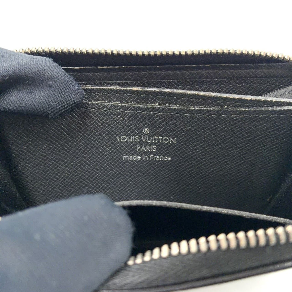 Louis Vuitton Zippy Coin Purse Taiga Ardoise Leather Black Wallet Silver — view 4