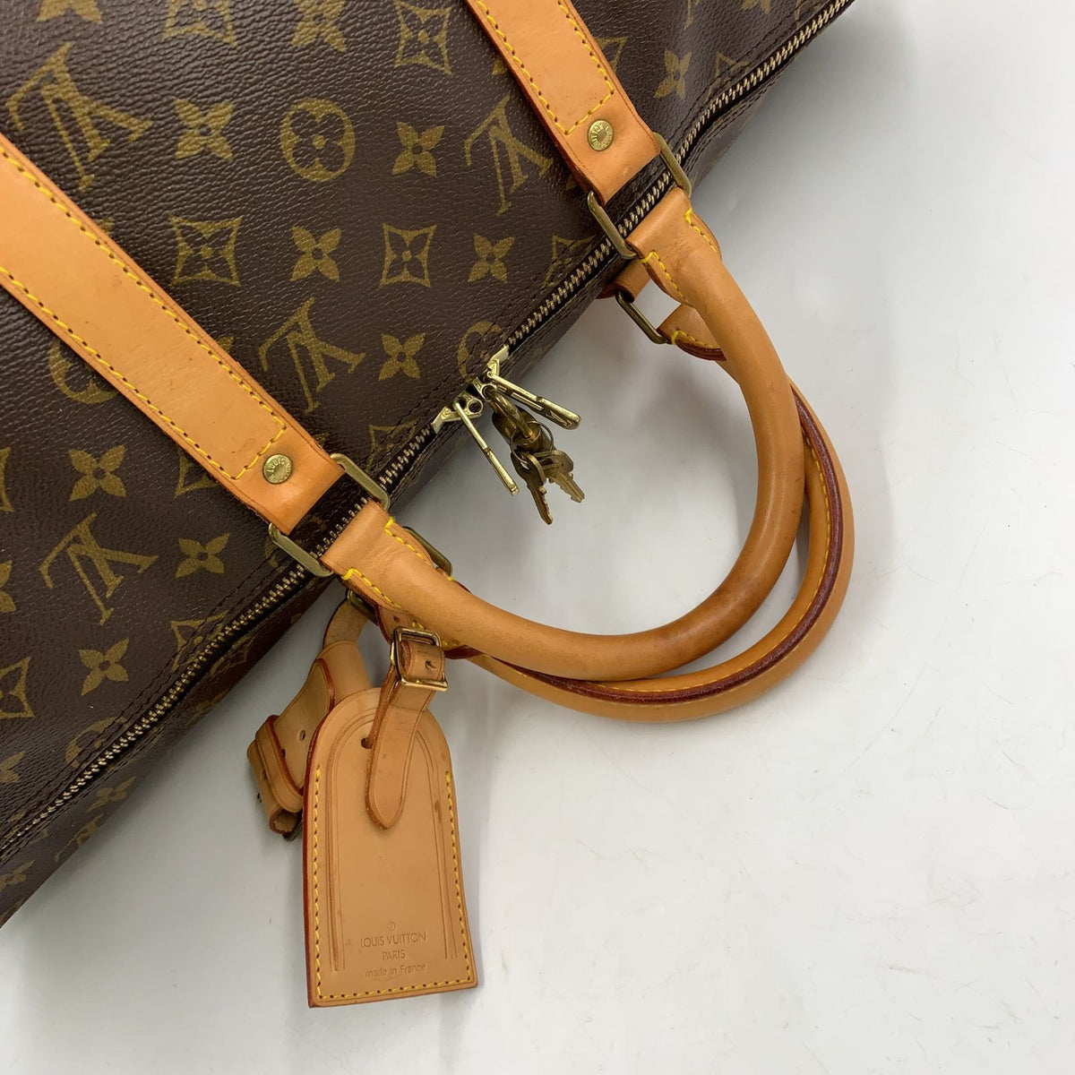 Louis Vuitton Keepall Bandouliere 50 Monogram Leather Brown Light Boston Bag — view 6