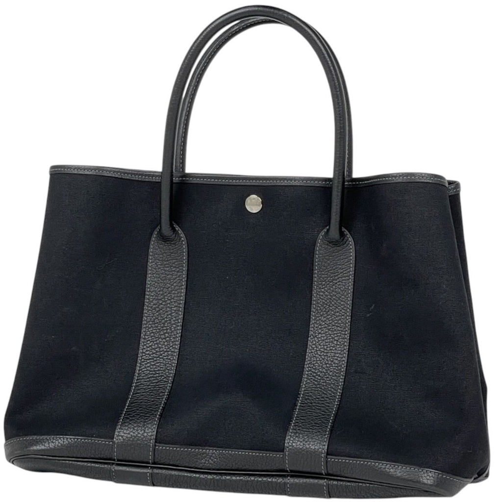 Hermes Tote Bag Garden Party PM Toile Officier Black