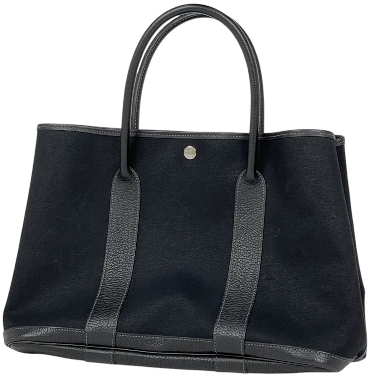 Hermes Tote Bag Garden Party PM Toile Officier Black