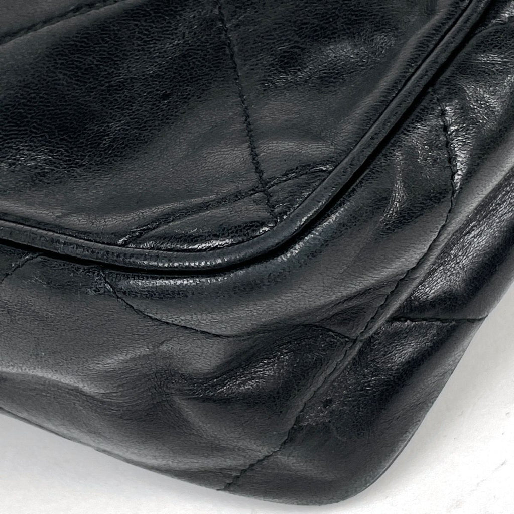 Chanel Shoulder Bag CC Logo Fringe Tassel Leather Black — view 3