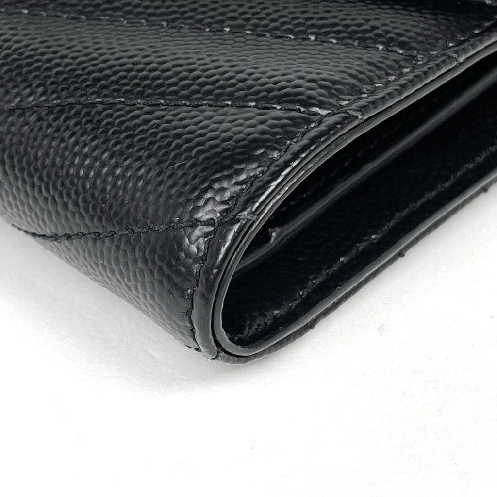 Saint Laurent Paris Trifold Wallet Compact Three Fold Cassandra Leather Black — view 3
