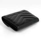 Saint Laurent Paris Trifold Wallet Compact Three Fold Cassandra Leather Black — view 2
