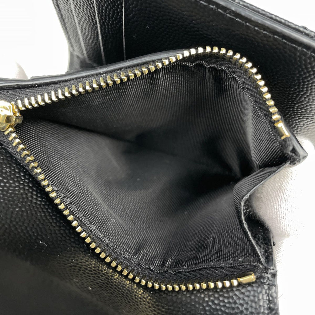 Saint Laurent Paris Trifold Wallet Compact Three Fold Cassandra Leather Black — view 5