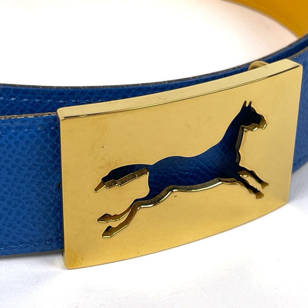 Hermes Belt Hose Buckle Reversible Courchevel Blue Yellow — view 2