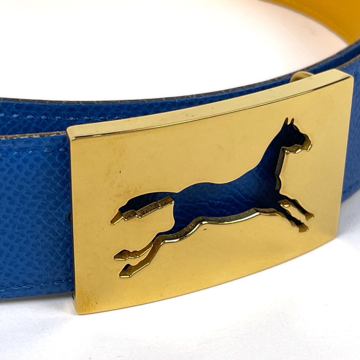 Hermes Belt Hose Buckle Reversible Courchevel Blue Yellow — view 2