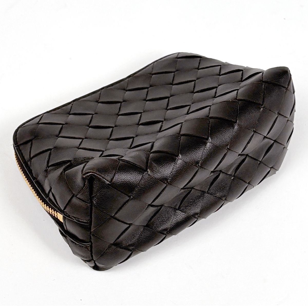 Bottega Veneta Makeup Pouch Intrecciato Leather Brown — view 2