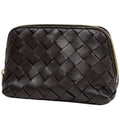 Bottega Veneta Makeup Pouch Intrecciato Leather Brown