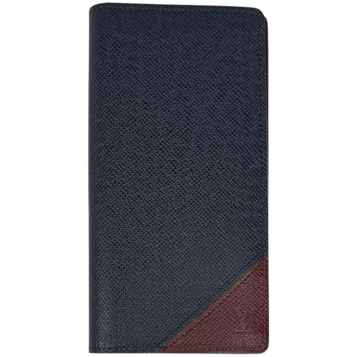 Louis Vuitton Portefeuille Brazza NM Wallet Bicolor Taiga Navy Bordeaux