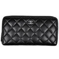 Chanel Wallet CC Logo Zip Around Caviar Leather Black