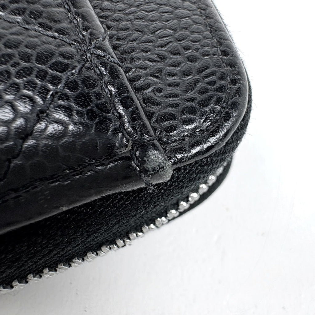 Chanel Wallet CC Logo Zip Around Caviar Leather Black — view 4