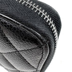 Chanel Wallet CC Logo Zip Around Caviar Leather Black — view 3
