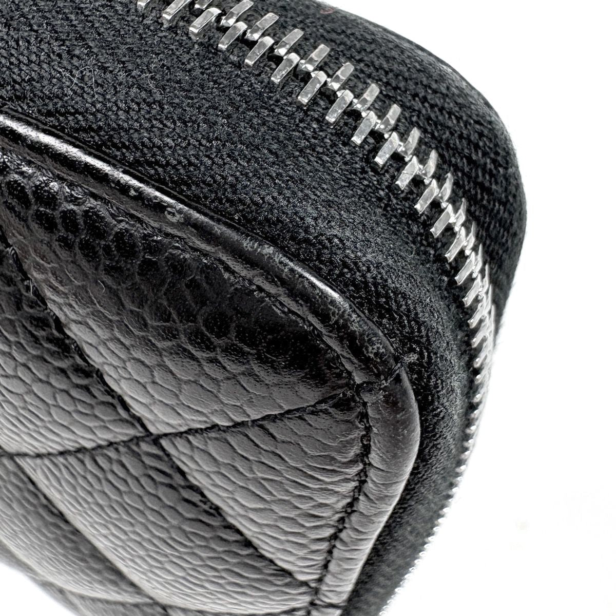 Chanel Wallet CC Logo Zip Around Caviar Leather Black — view 3