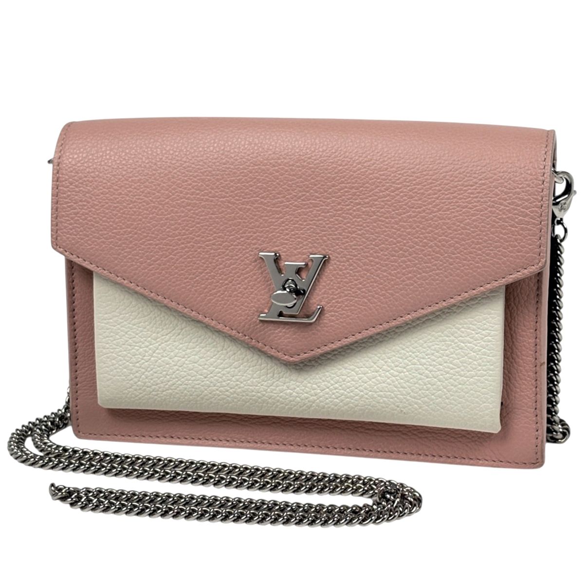 Louis Vuitton Pochette Lockme Chain Shoulder Bag 2-Way Leather Rose Valley
