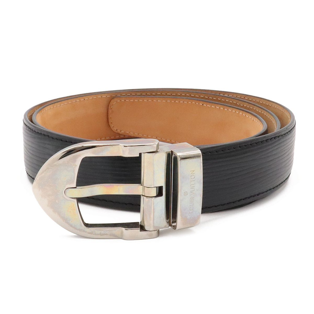 Louis Vuitton Epi Ceinture Classic Belt Noir Black Silver 90