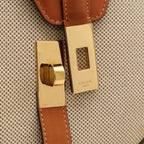 Celine Besace 16 Saise Shoulder Bag Pochette Crossbody Leather Canvas Camel — view 6
