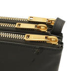 Celine Trio Large Shoulder Bag Pochette Crossbody Pouch Leather Gray Gold — view 6