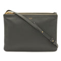 Celine Trio Large Shoulder Bag Pochette Crossbody Pouch Leather Gray Gold