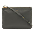 Celine Trio Large Shoulder Bag Pochette Crossbody Pouch Leather Gray Gold