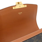 Celine Teen Triomphe Pochette Shoulder Bag Crossbody Canvas Calfskin Tan Brown — view 6